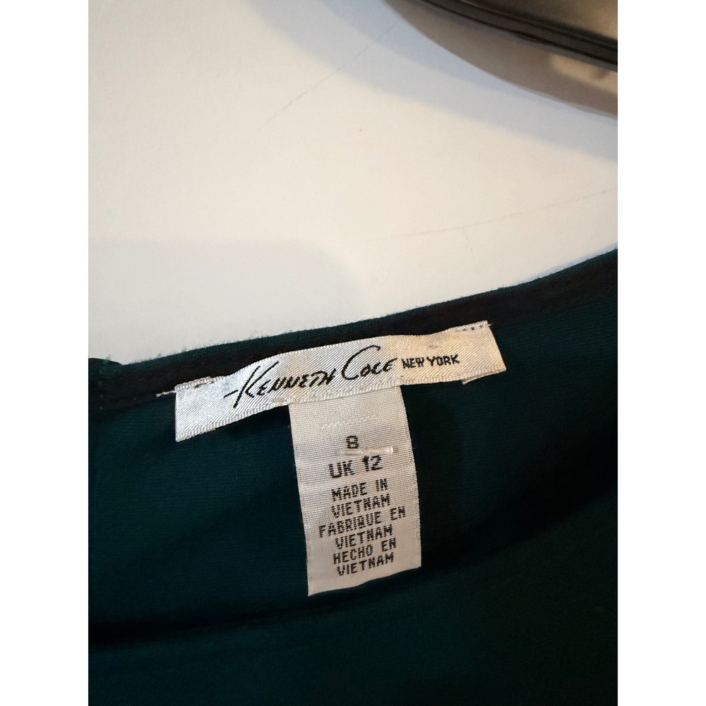 Kenneth Cole New York Forest Green Ruched Sheath Dress Long Sleeve Exposed Zip 8 - Picture 2 of 7